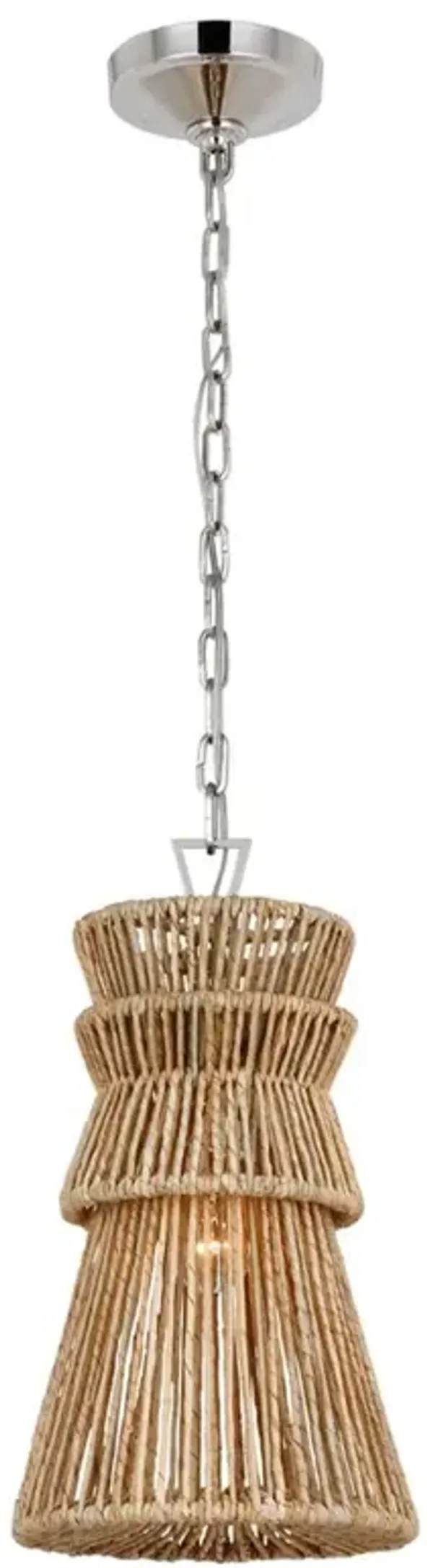 Visual Comfort Antigua Coastal Polished Nickel Natural Abaca Pendant - 10"