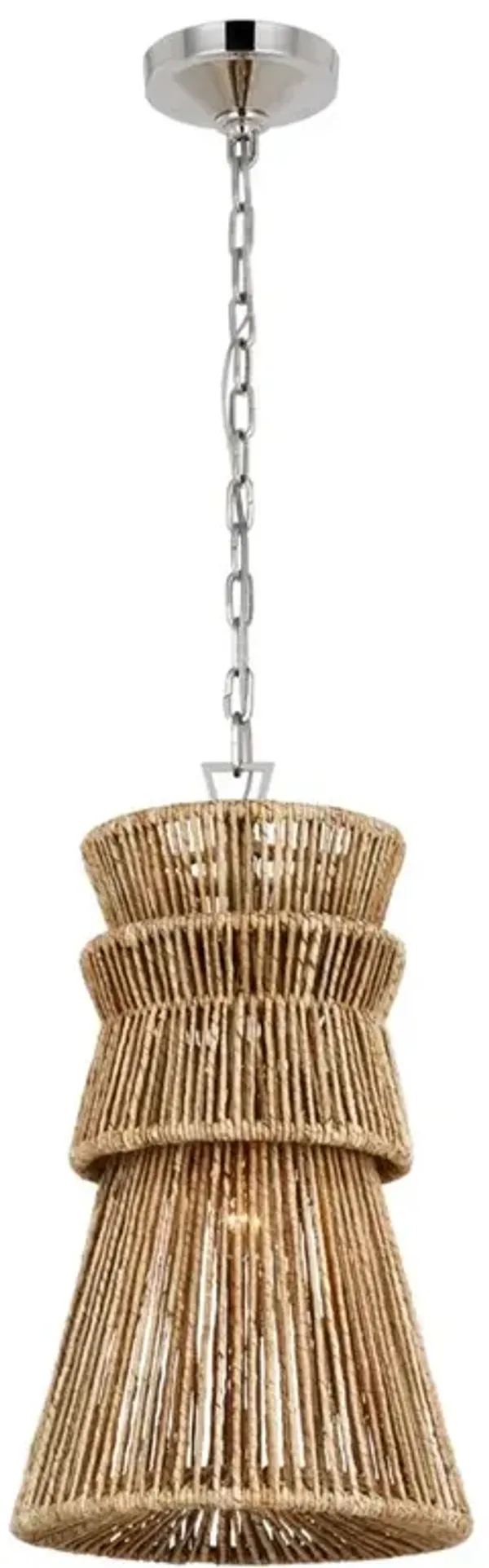 Visual Comfort Antigua Coastal Polished Nickel Natural Abaca Pendant - 13"