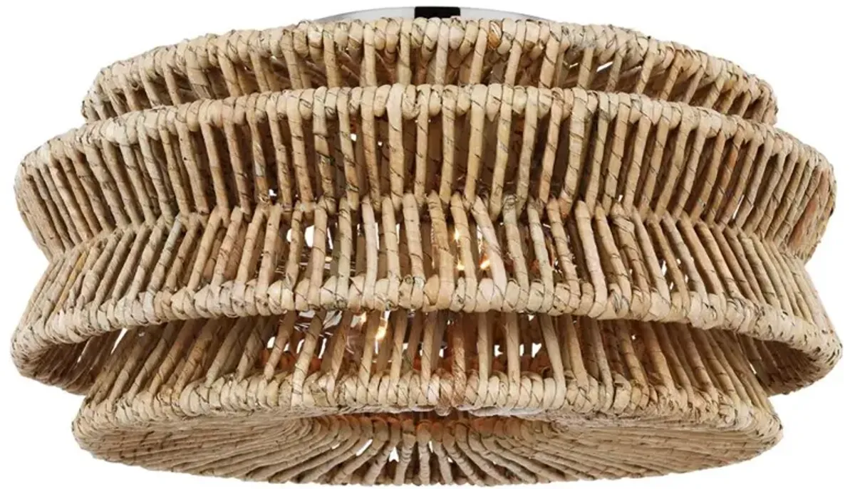Visual Comfort Antigua Coastal Polished Nickel Abaca Semi Flush Mount - Large