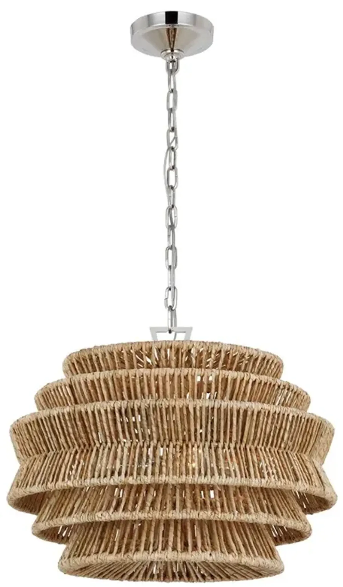 Visual Comfort Antigua Coastal Polished Nickel Natural Abaca Chandelier - Small