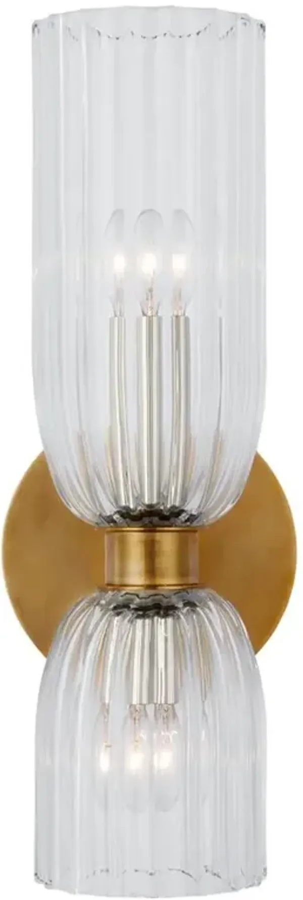 Visual Comfort Asalea Hollywood Regency Antique Brass Clear Glass Bath Sconce