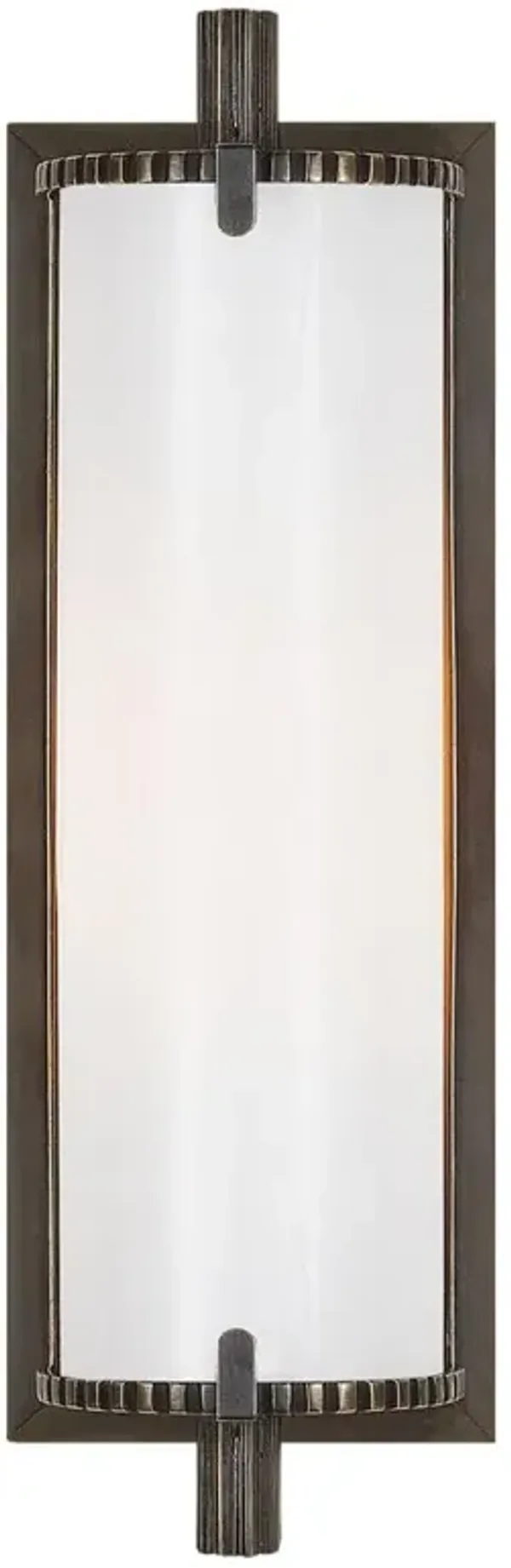 Visual Comfort Calliope Modern Classic Bronze Metal White Glass Bath Sconce - Short