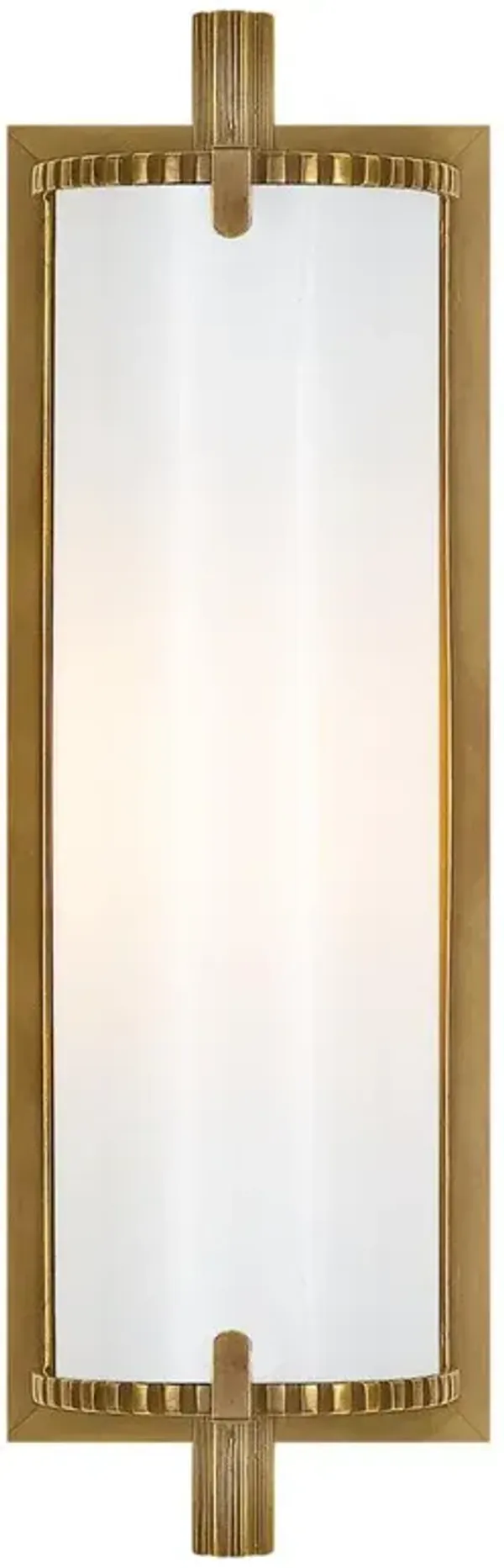 Visual Comfort Calliope Modern Classic Antique Brass White Glass Bath Sconce - Short