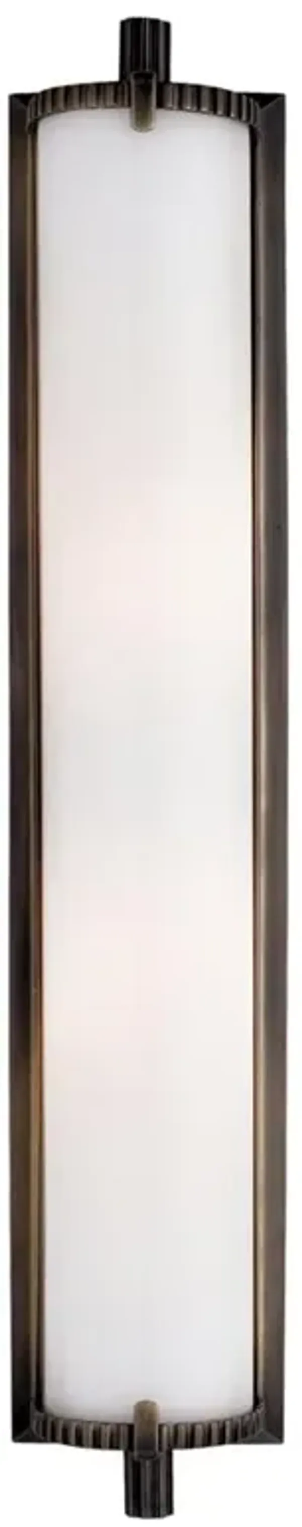 Visual Comfort Calliope Modern Classic Bronze Metal White Glass Bath Sconce - Tall