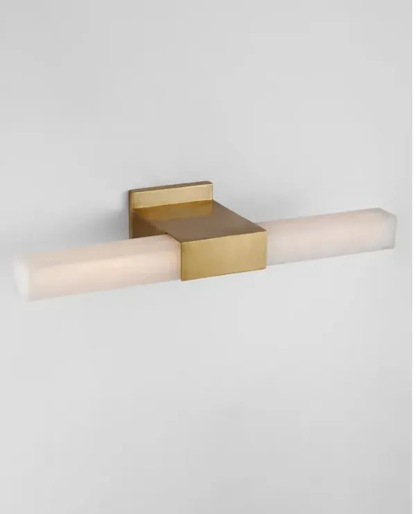 Visual Comfort Covet Modern Antique Brass Alabaster Mirror Bath Sconce