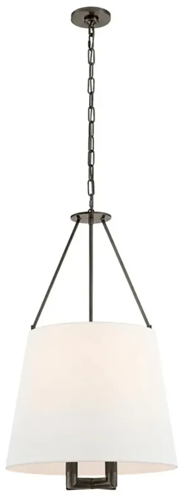 Visual Comfort Dalston Modern Classic Bronze Metal Linen Hanging Shade Pendant