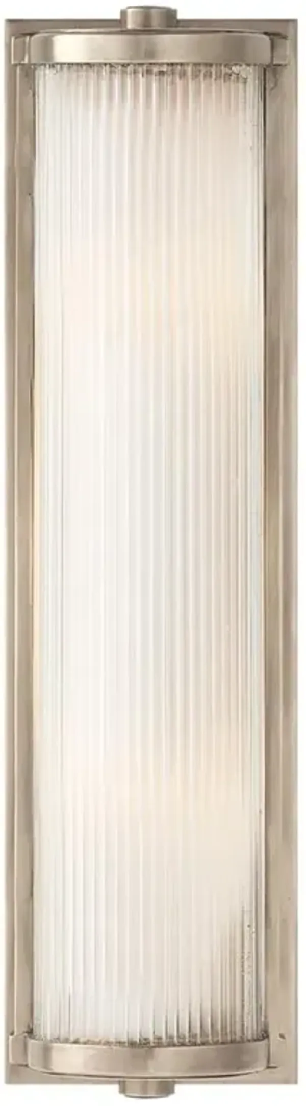 Visual Comfort Dresser Modern Antique Nickel Frosted Glass Sconce - Long