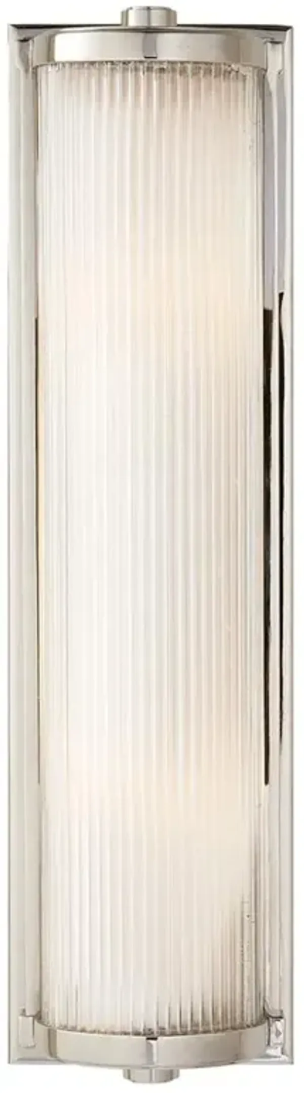 Visual Comfort Dresser Modern Polished Nickel Frosted Glass Sconce - Long