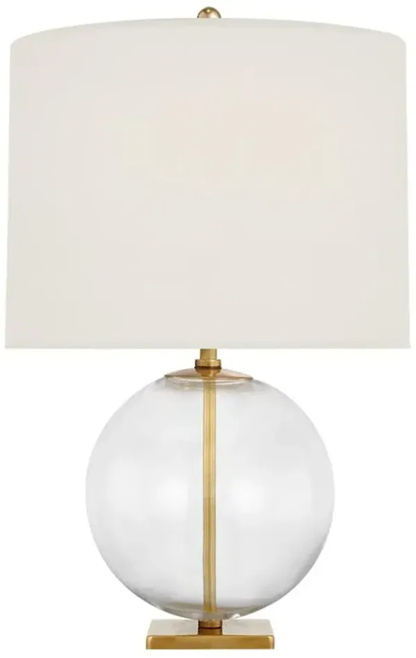 Visual Comfort Elsie Modern Classic Clear Glass White Linen Shade Table Lamp