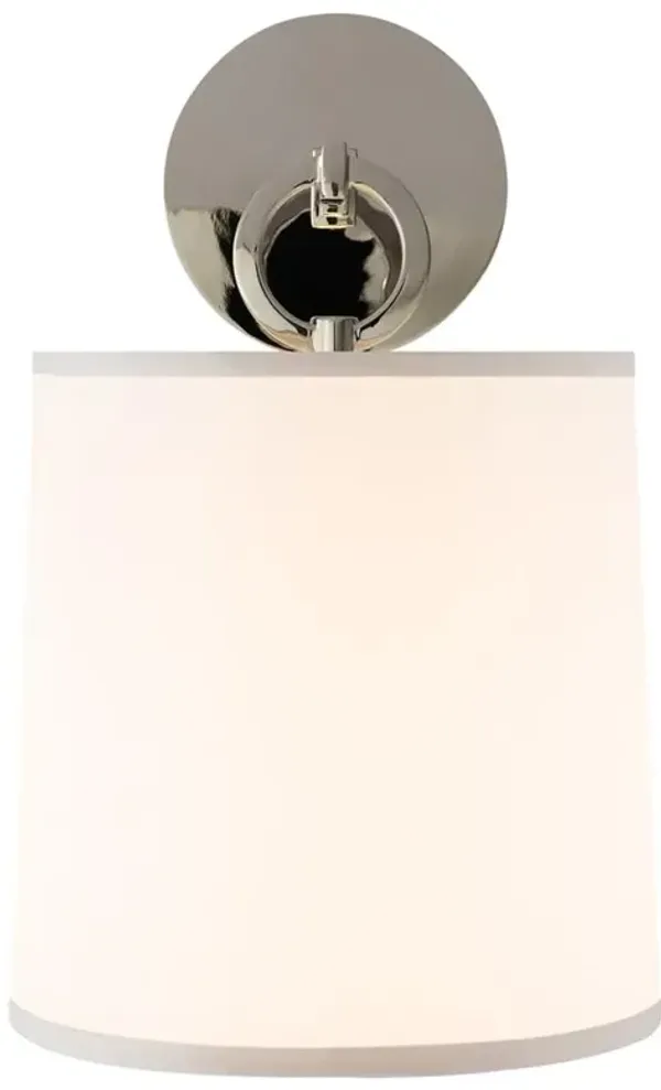 Visual Comfort French Cuff Polished Nickel Silk Shade Armed Sconce