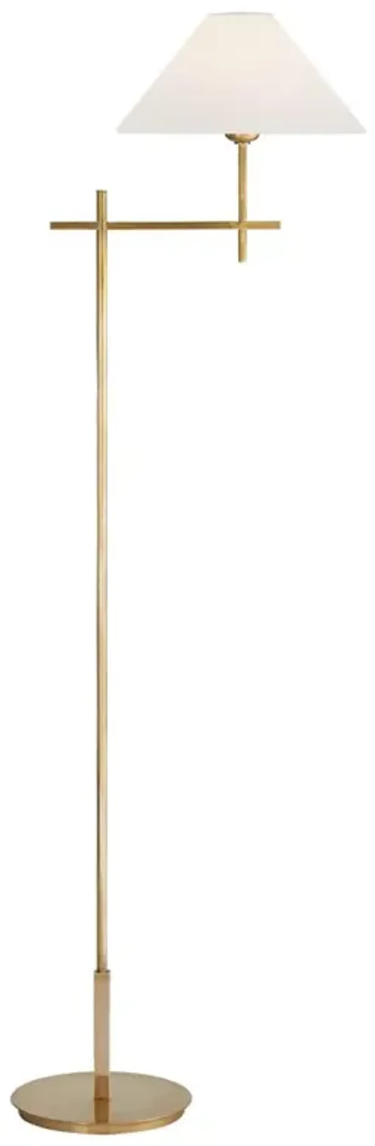 Visual Comfort Hackney Modern Classic Antique Brass Linen Shade Floor Lamp