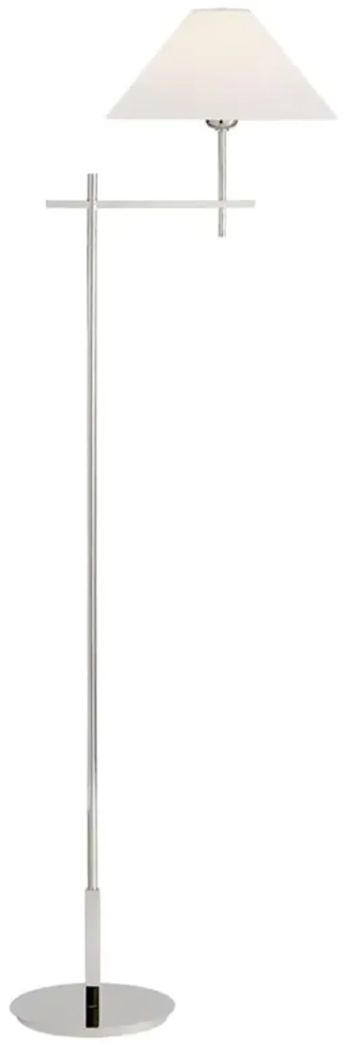Visual Comfort Hackney Modern Classic Polished Nickel Linen Shade Floor Lamp