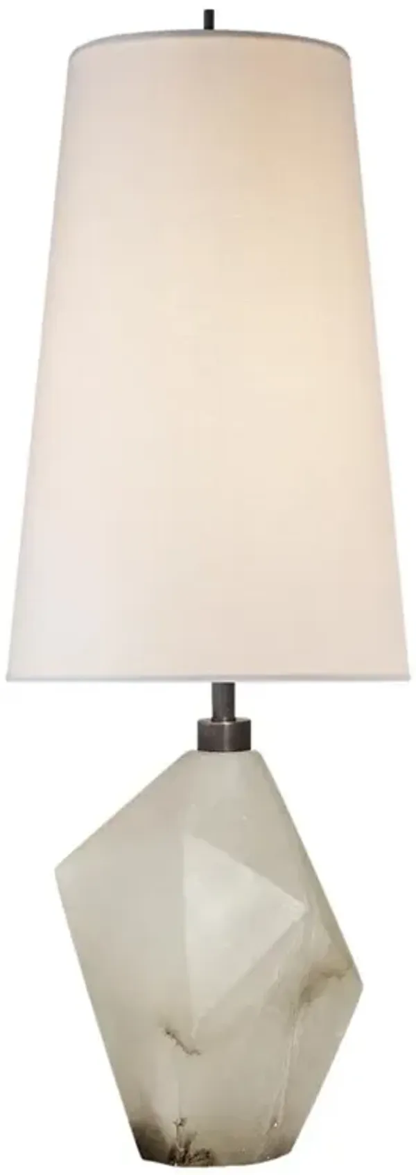 Visual Comfort Halcyon Mid Century Modern Alabaster Linen Shade Accent Table Lamp