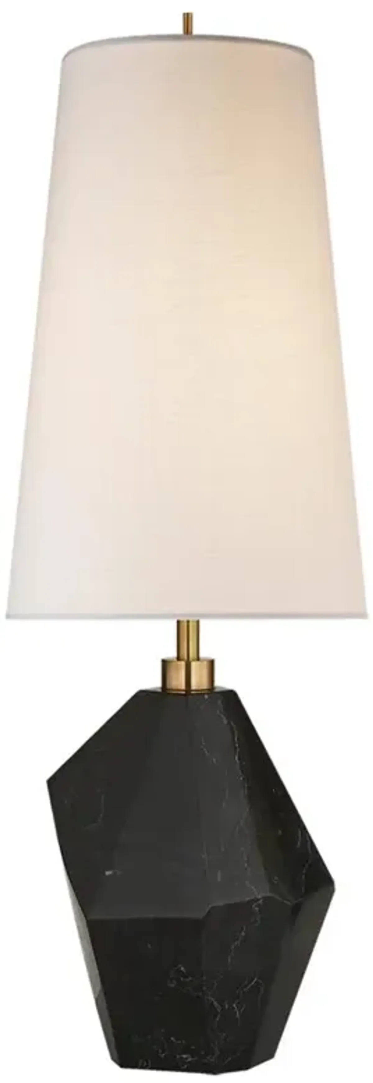 Visual Comfort Halcyon Black Cremo Marble Linen Shade Accent Table Lamp