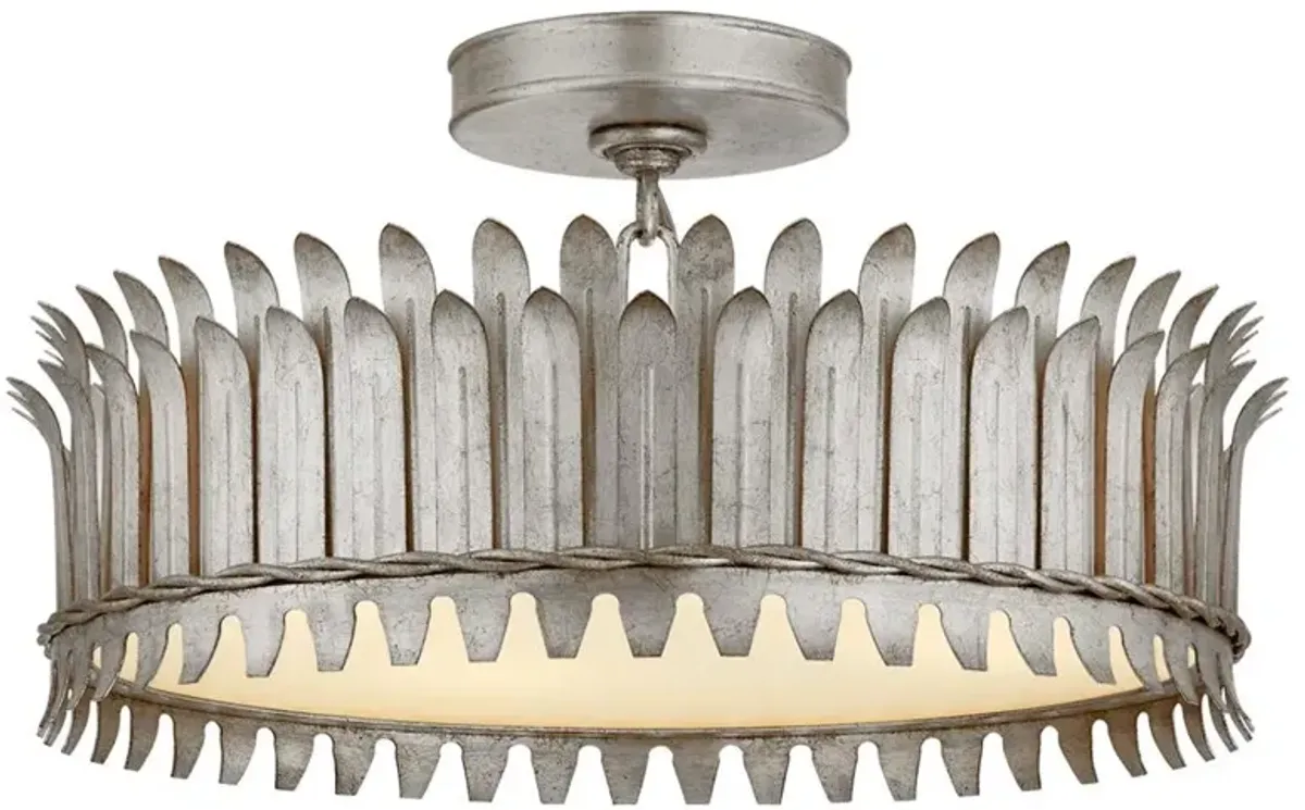 Visual Comfort Leslie Burnished Silver Leaf Frosted Glass Semi Flush Mount - 16"