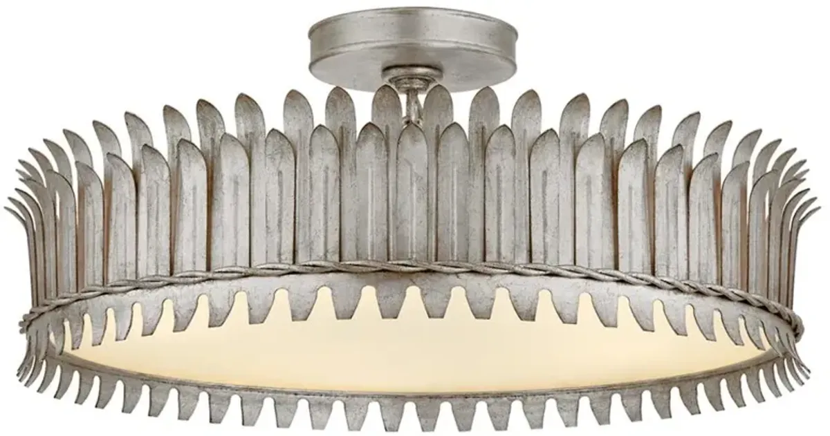Visual Comfort Leslie Burnished Silver Leaf Frosted Glass Semi Flush Mount - 21"