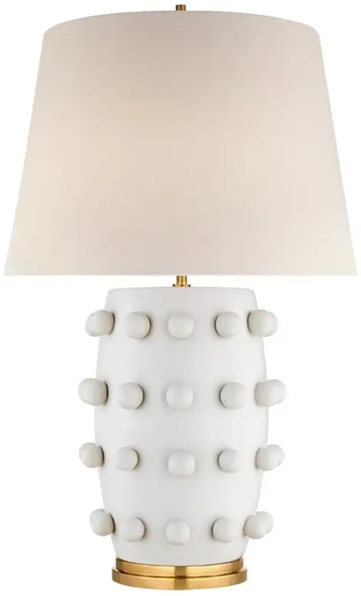 Visual Comfort Linden Mid Century Plaster White Linen Shade Table Lamp - Medium