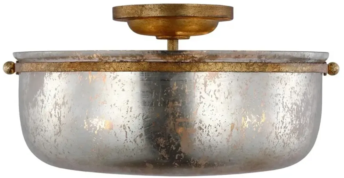 Visual Comfort Lorford French Gilded Iron Mercury Glass Semi Flush Mount