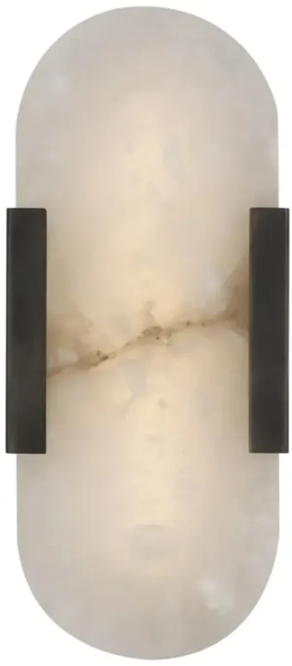 Visual Comfort Melange Modern Bronze Metal Alabaster Elongated Sconce - 10"