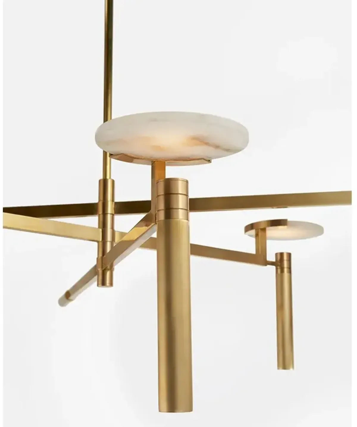 Visual Comfort Melange Antique Burnished Brass Alabaster Floating Disc Chandelier