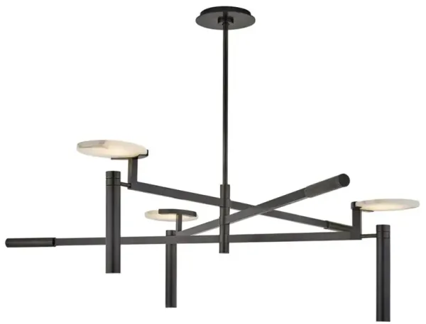 Visual Comfort Melange Modern Bronze Metal Alabaster Floating Disc Chandelier