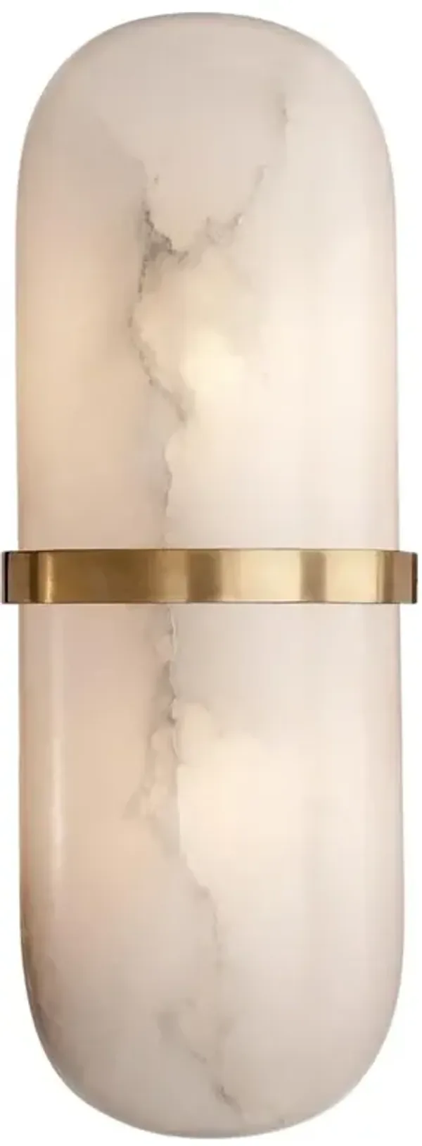 Visual Comfort Melange Modern Antique Burnished Brass Alabaster Pill Form Sconce