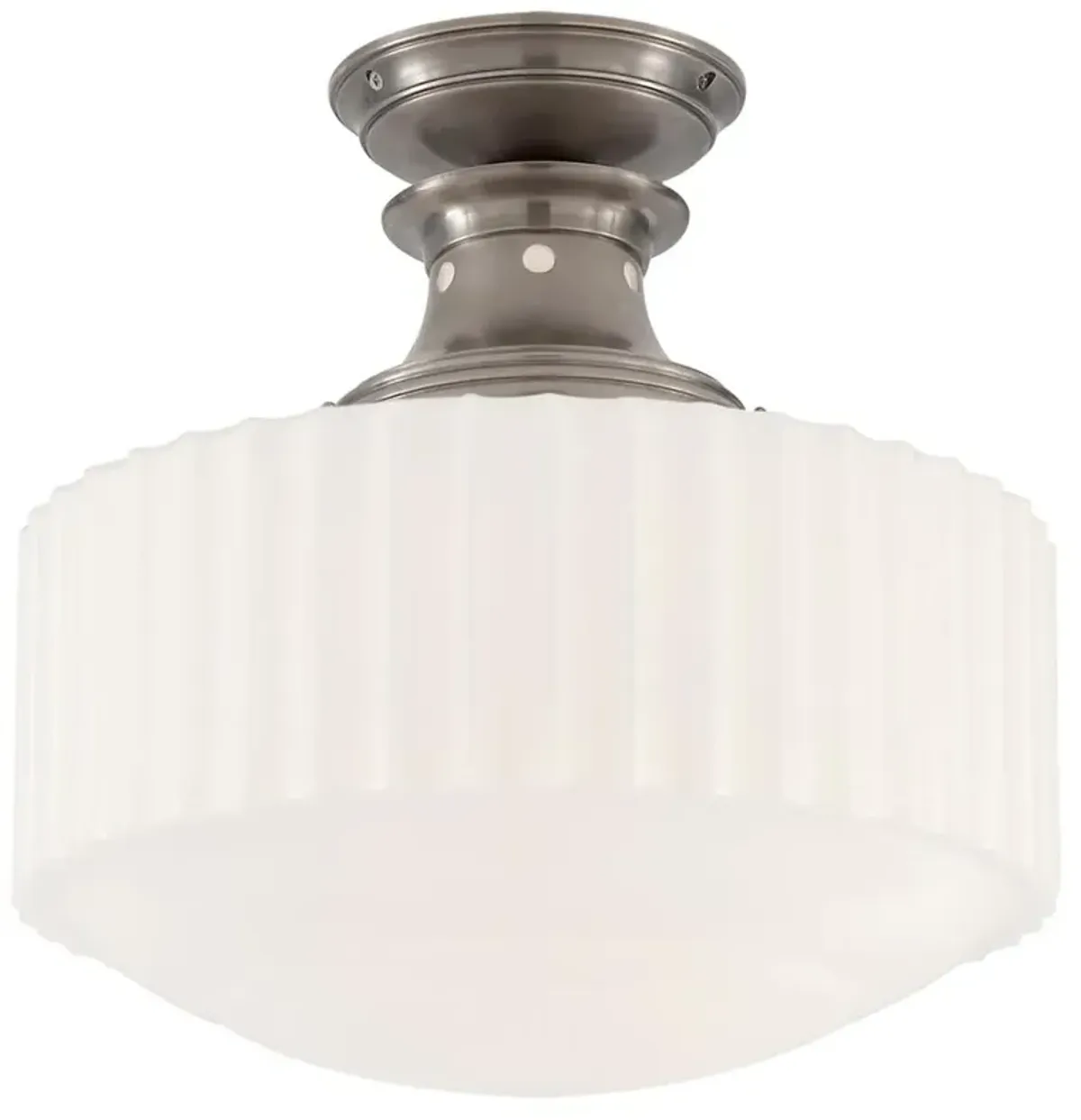 Visual Comfort Milton Road Modern Antique Nickel White Glass Flush Mount