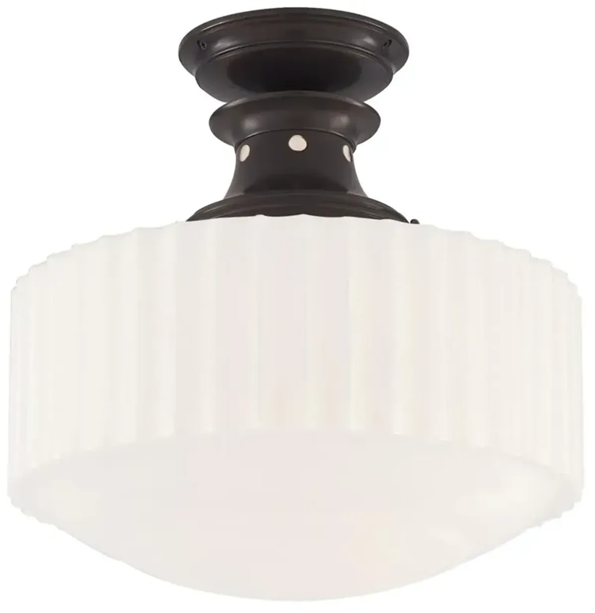 Visual Comfort Milton Road Modern Bronze Metal White Glass Flush Mount