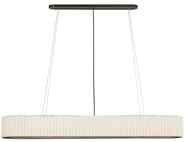 Visual Comfort Palati Bronze Metal Linen Shade Linear Chandelier - Extra Large