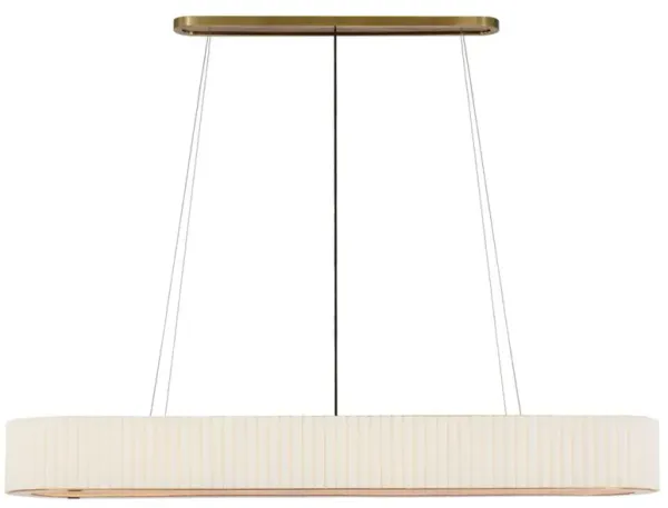 Visual Comfort Palati Antique Brass Linen Shade Linear Chandelier - Extra Large