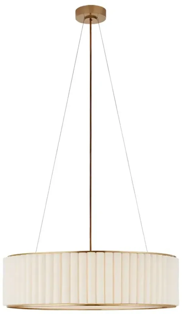Visual Comfort Palati Modern Antique Brass Linen Shade Hanging Shade - Large