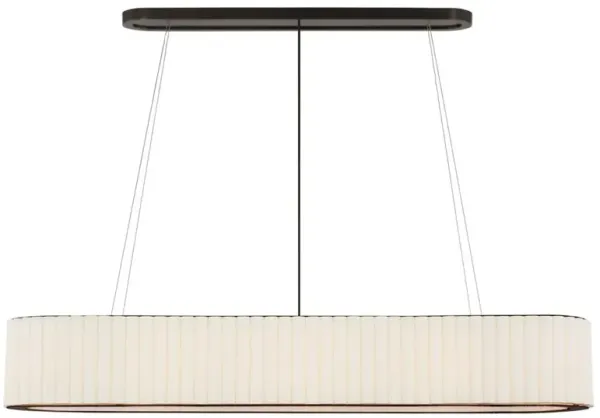 Visual Comfort Palati Bronze Metal Linen Shade Linear Chandelier - Large
