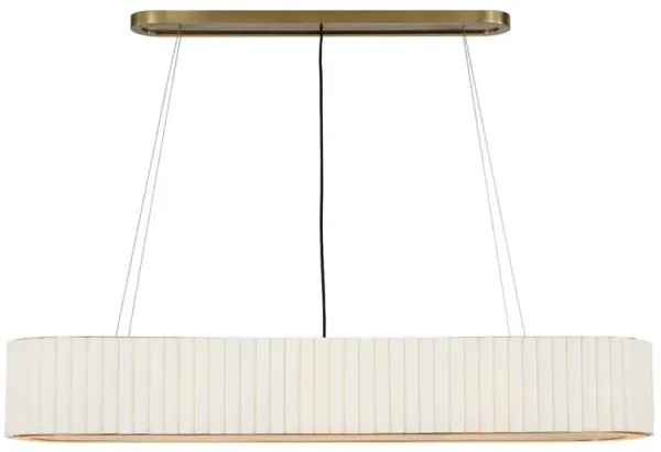 Visual Comfort Palati Antique Brass Linen Shade Linear Chandelier - Large