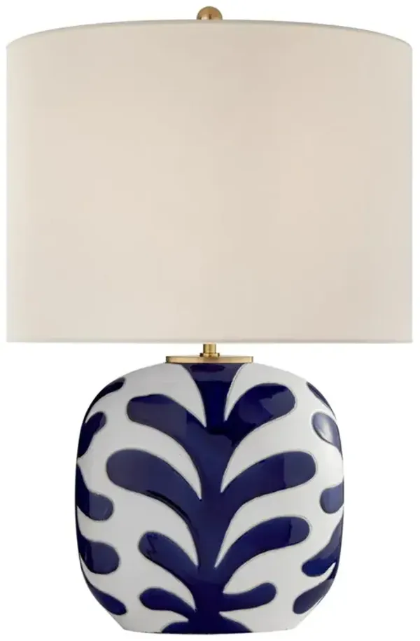 Visual Comfort Parkwood Coastal Beach New White Cobalt Linen Shade Table Lamp