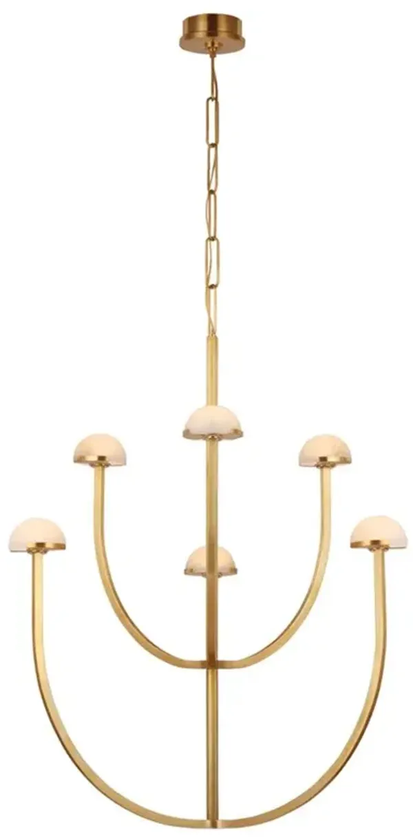 Visual Comfort Pedra Antique Burnished Brass Alabaster 2 Tier Chandelier - Large
