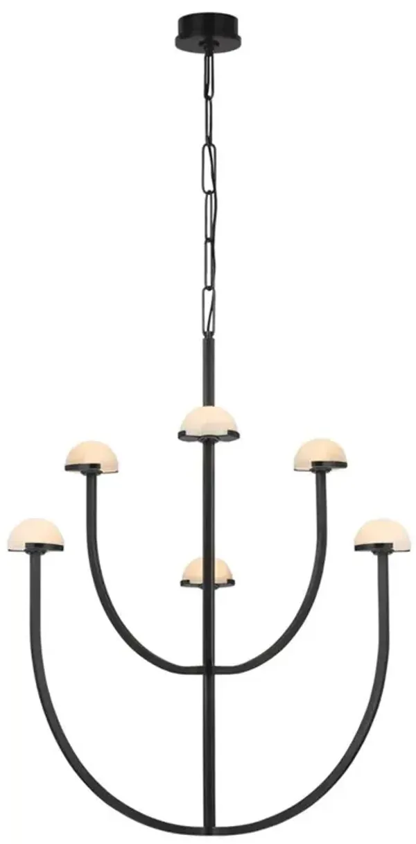 Visual Comfort Pedra Regency Bronze Metal Alabaster 2 Tier Chandelier - Large