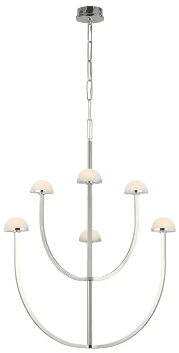 Visual Comfort Pedra Regency Polished Nickel Alabaster 2 Tier Chandelier - Large