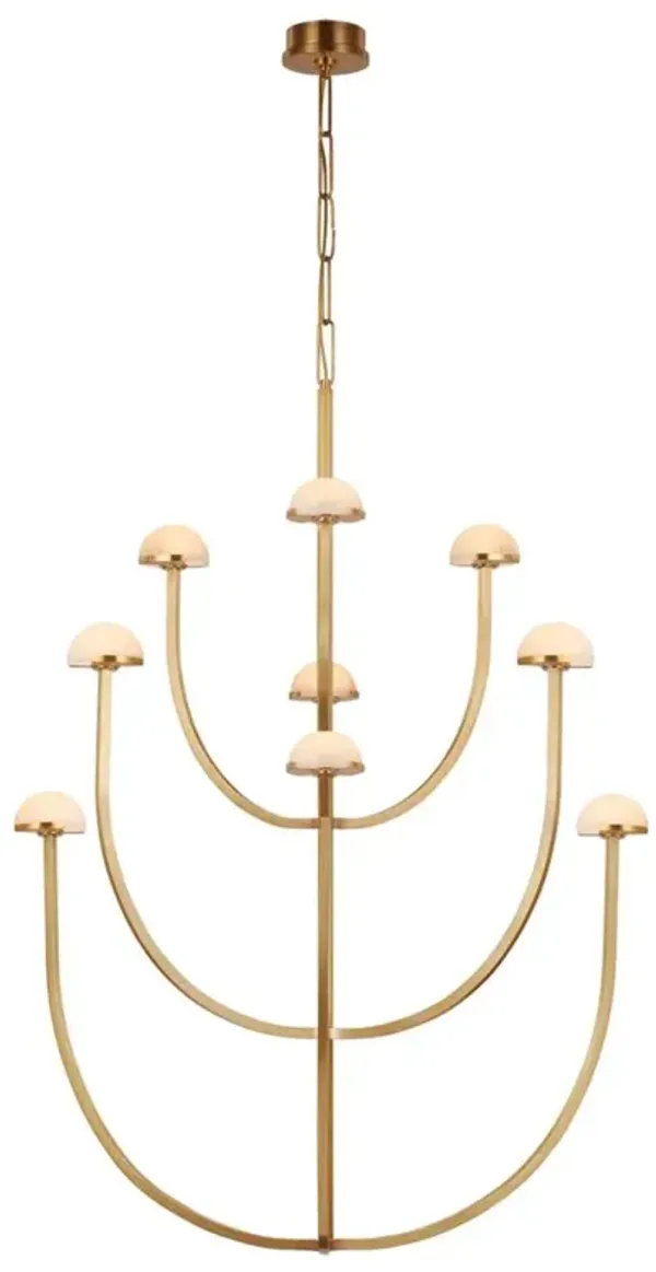 Visual Comfort Pedra Antique Brass Alabaster 3 Tier Chandelier - XLarge