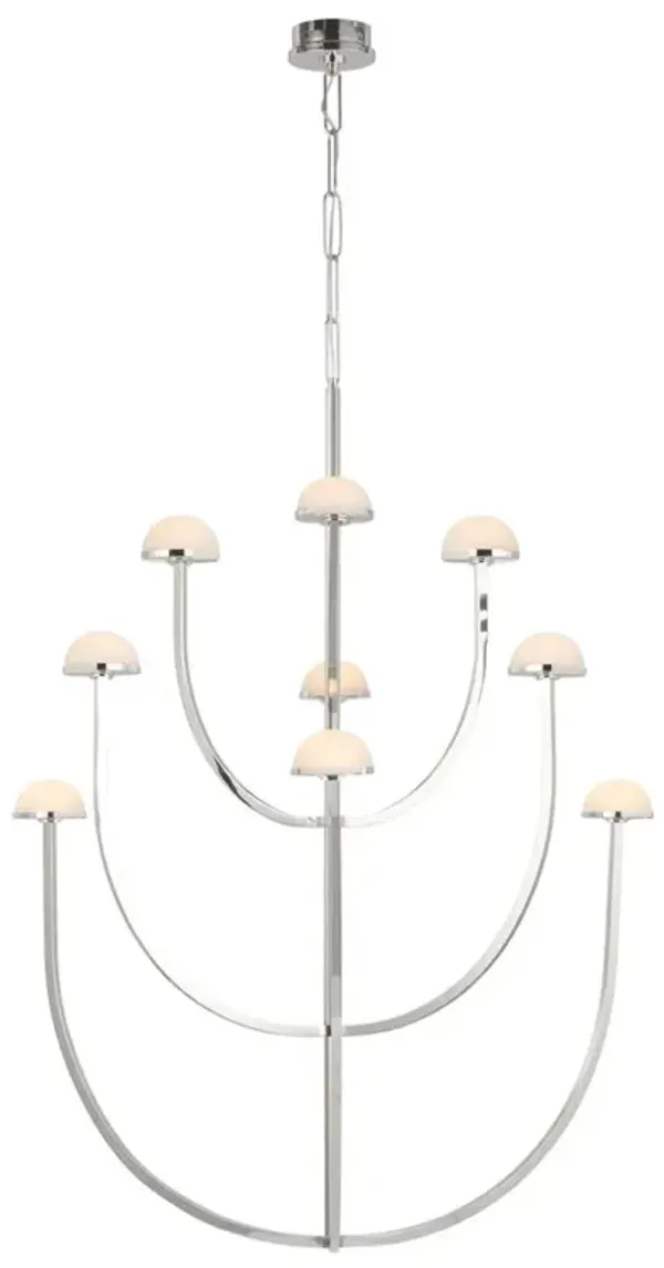 Visual Comfort Pedra Polished Nickel Alabaster 3 Tier Chandelier - XLarge