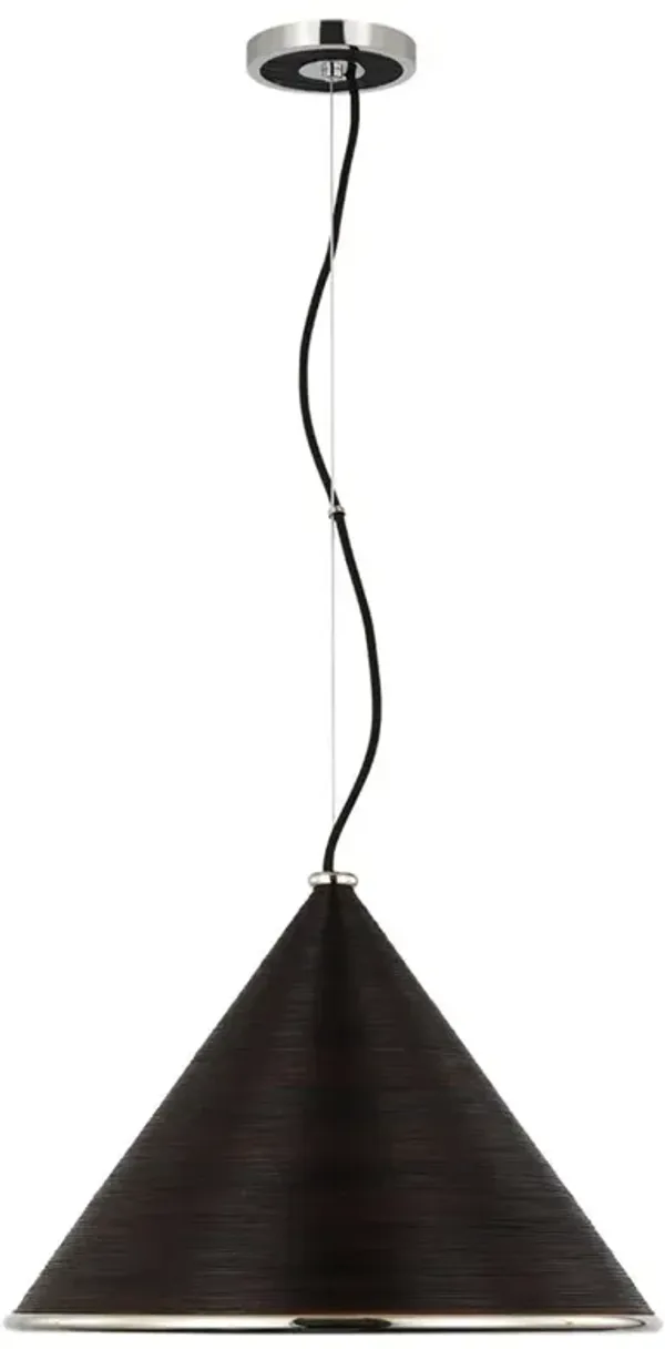 Visual Comfort Reine Coastal Beach Polished Nickel Black Rattan Pendant