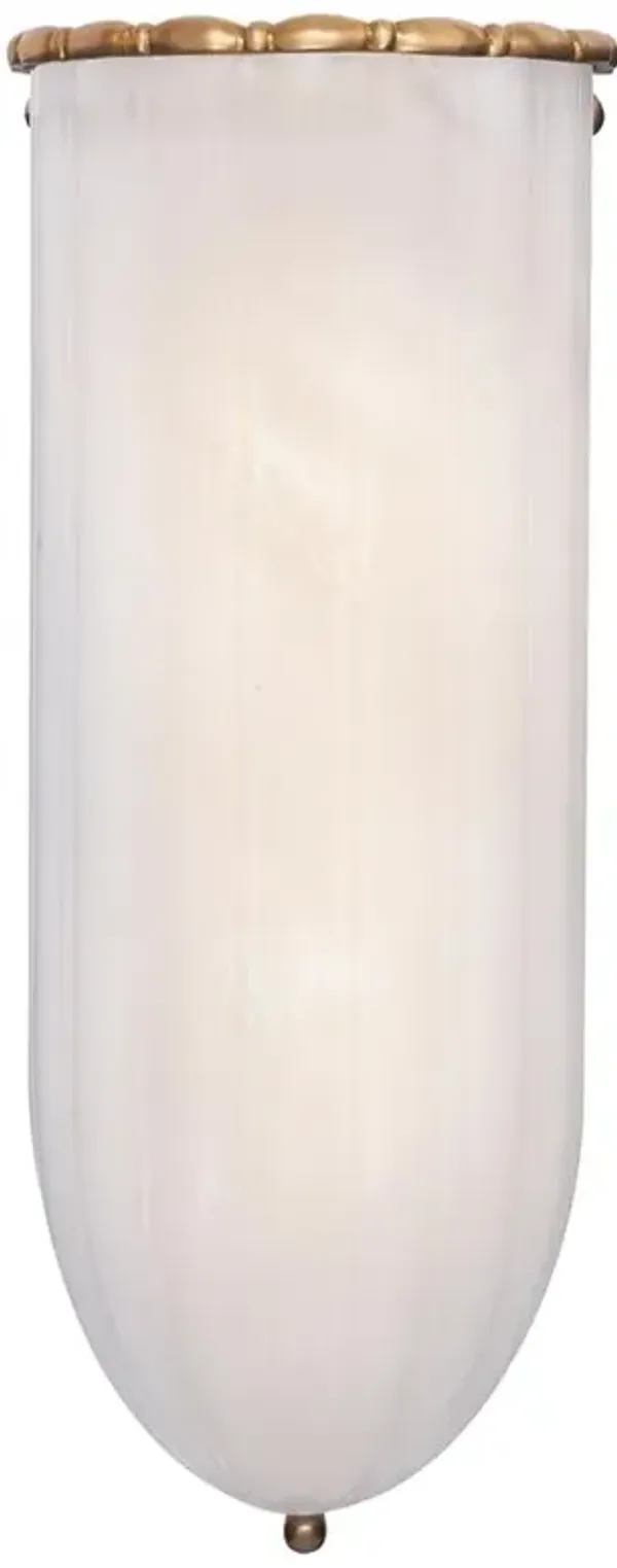 Visual Comfort Rosehill Modern Antique Brass White Strie Glass Linear Sconce