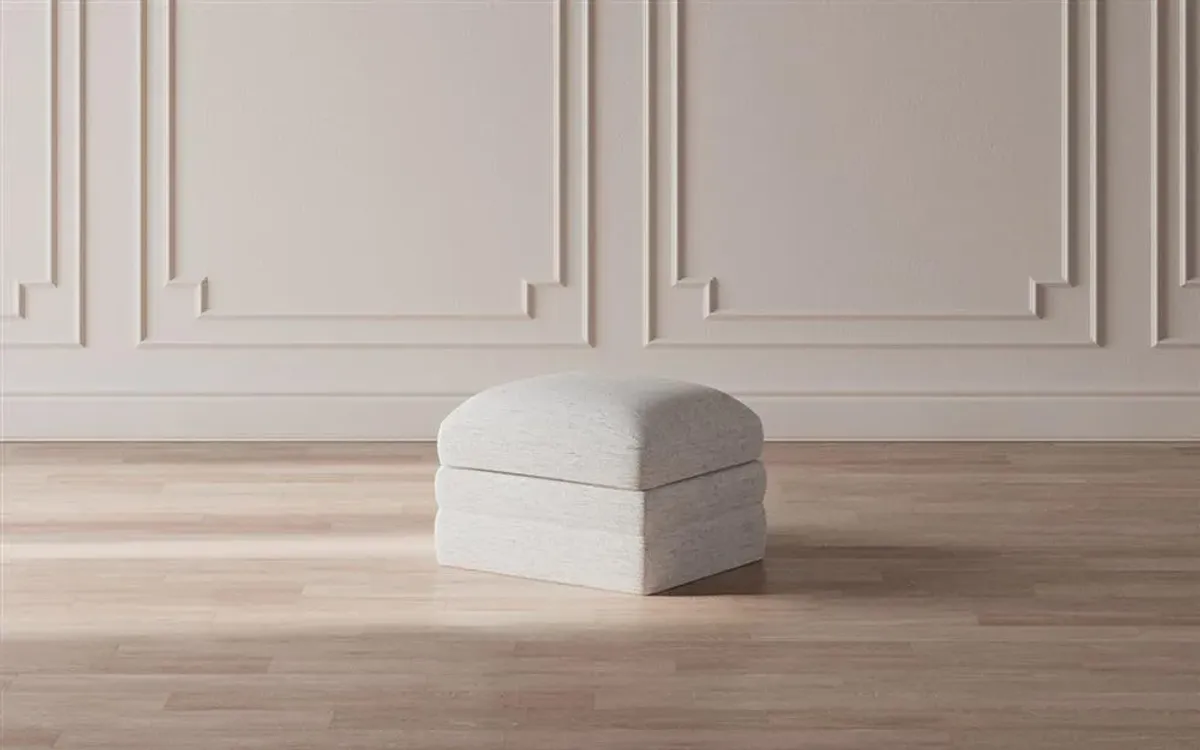 Madeline French Blue Upholstered to Floor Ottoman