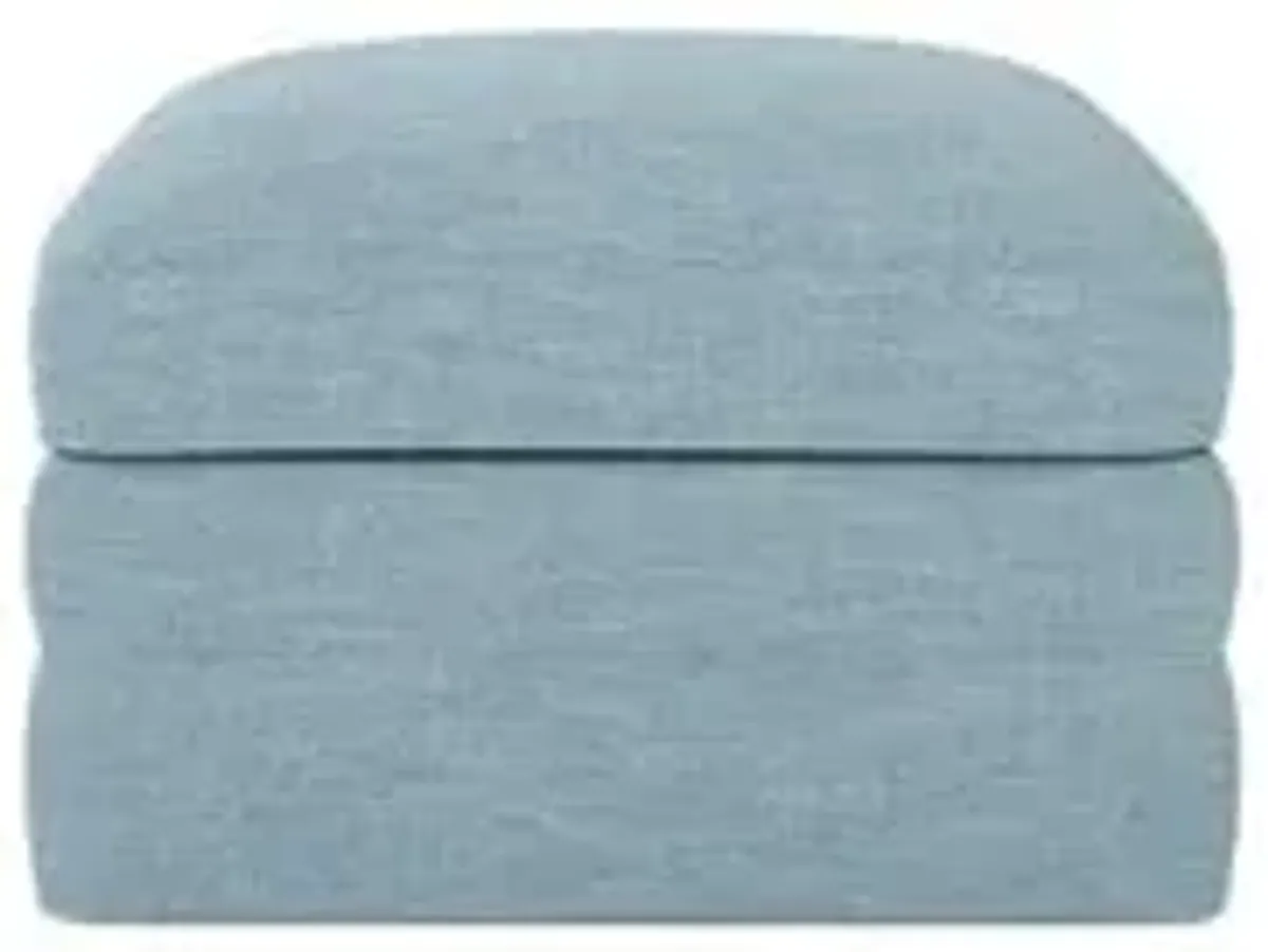 Madeline Eggshell Blue Upholstered to Floor Ottoman