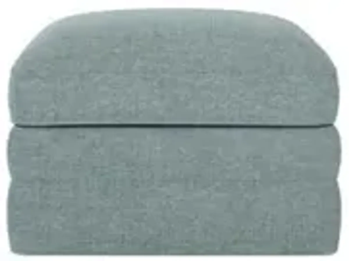 Madeline Heathered Teal Upholstered to Floor Ottoman