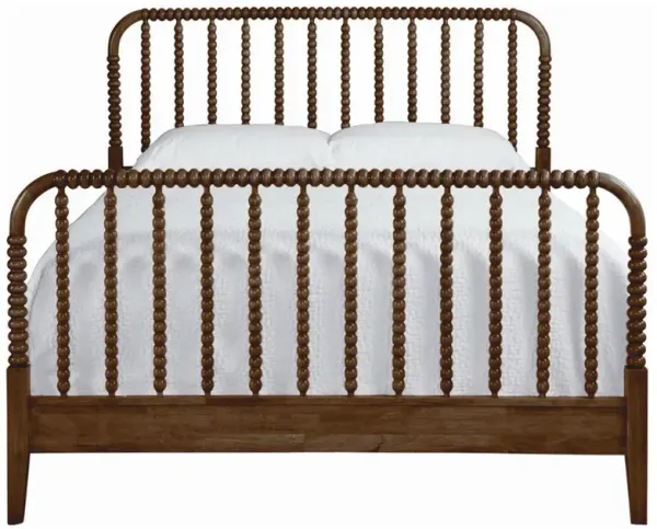Lynda Coastal Beach Hazel Brown Wood Spindle Bed - Queen