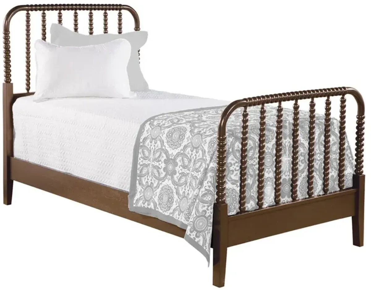 Lynda Coastal Beach Hazel Brown Wood Frame Spindle Bed - Twin
