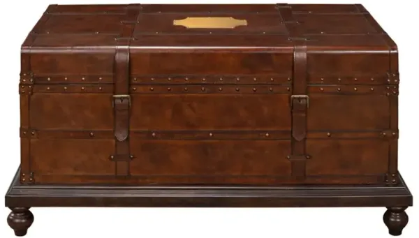 Laura Rustic Lodge Brown Leather Trunk