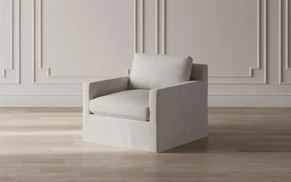 Weybridge Truffle Performance Slipcovered Swivel Chair