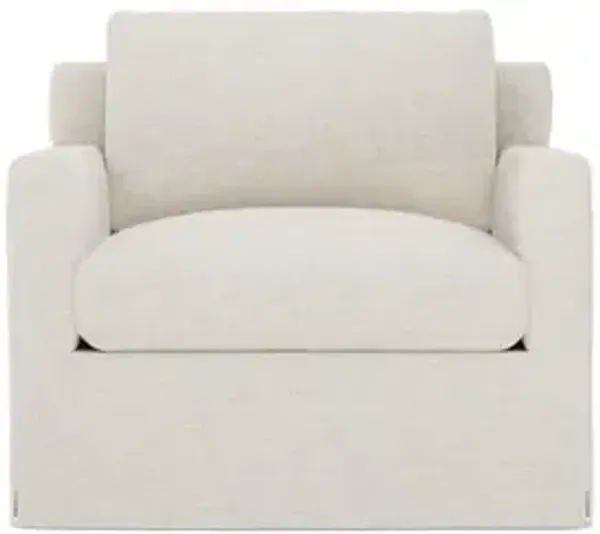 Weybridge Sea Salt Performance Slipcovered Swivel Chair