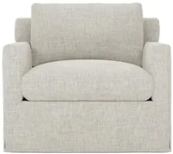 Weybridge Fog Slipcovered Swivel Chair